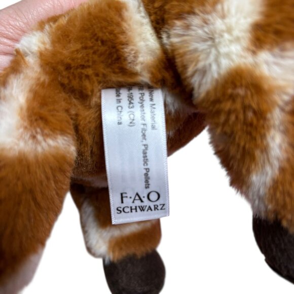 FAO Schwarz Plush Giraffe Toy Soft Stuffed Animal 14" Brown White Spotted Fur - Picture 8 of 8